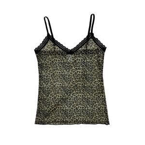 Pierre Cardin Leopard Print Mesh Lace Trim Camisole